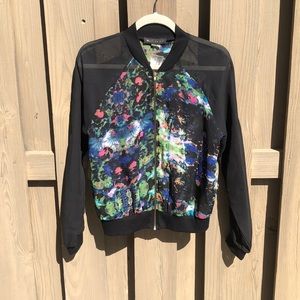 Mesh psychedelic floral bomber jacket.